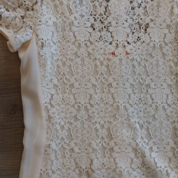 REBECCA TAYLOR floral lace dress silk white 4 formal event holiday romantic fem - Picture 7 of 13